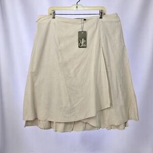Yes World Boutique Woman Skirt XXXL Striped Beige Wrap‎ Layered Cotton Lagenlook